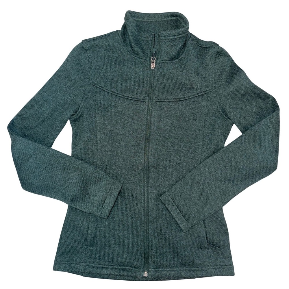 The North Face Crescent Full Zip Fleece Jacket Green Heather Womens XS